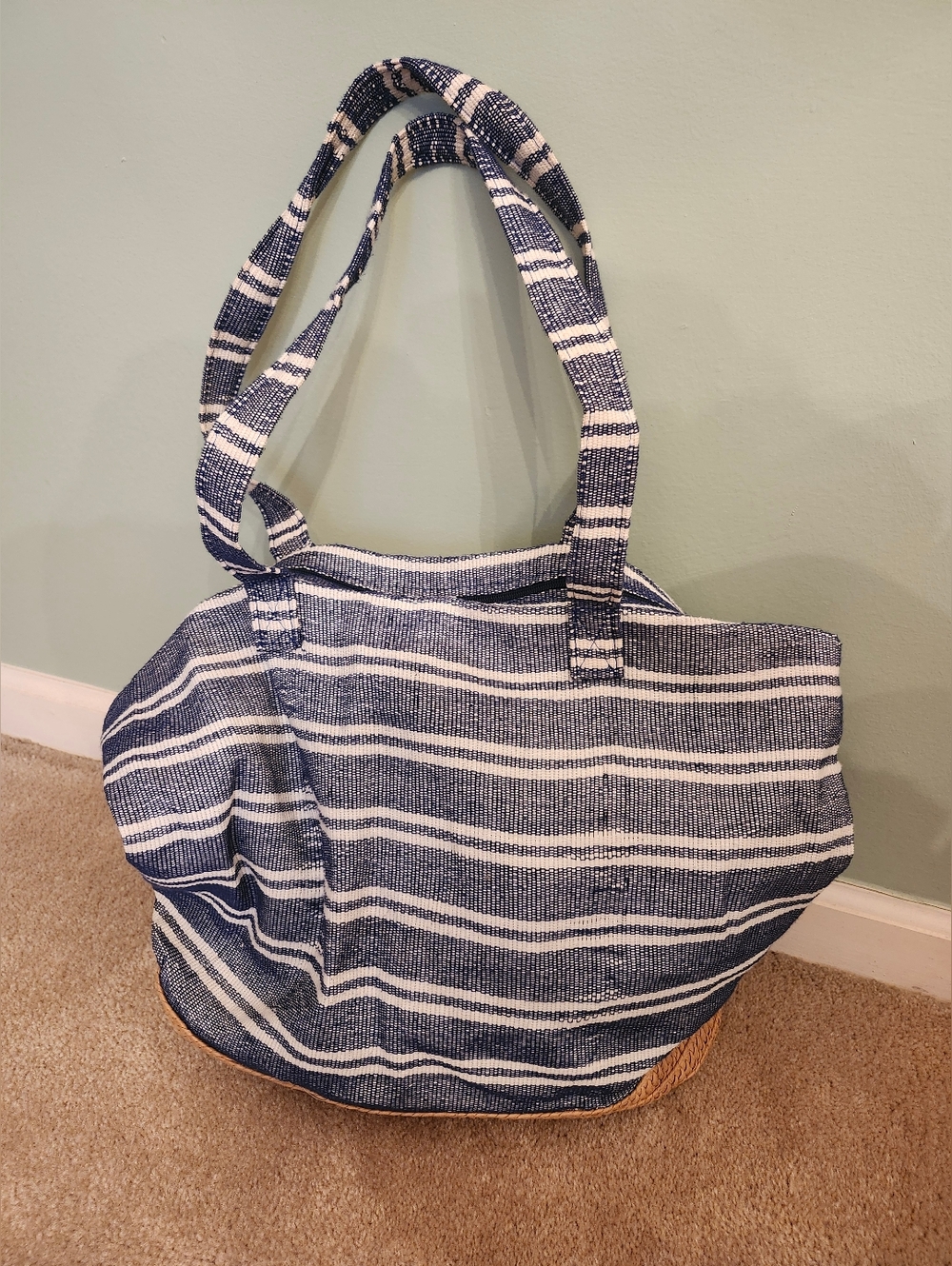 Striped Cappelli Navy and White Tote Bag